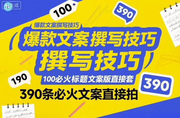 爆款文案撰写技巧，100个必火标题文案模版直接套，390条必火文案直接拍-赚钱驿站