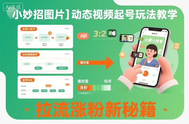 小妙招图片＋动态视频起号玩法教学，拉流涨粉新秘籍-赚钱驿站