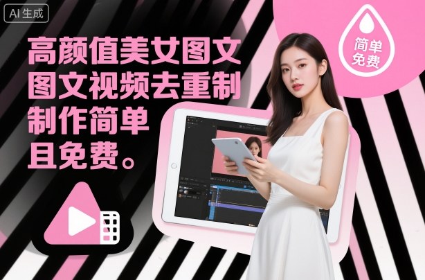 高颜值美女图文视频去重制作教学，制作简单且免费-赚钱驿站
