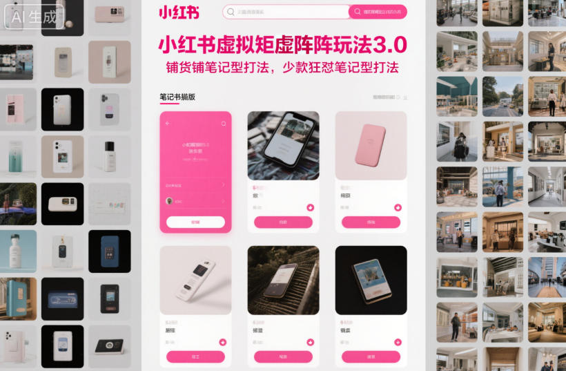 小红书虚拟矩阵玩法3.0，铺货铺笔记型打法，少款狂怼笔记型打法-赚钱驿站