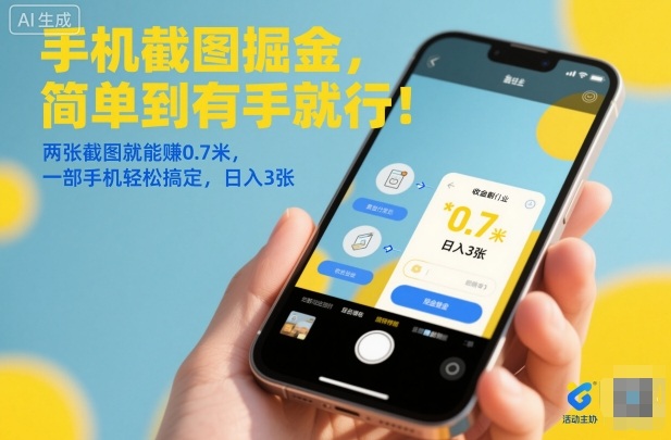 手机截图掘金，简单到有手就行！两张截图就能賺0.7米，一部手机轻松搞定，日入3张【揭秘】-赚钱驿站