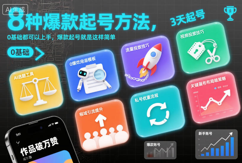 8种爆款起号方法，0基础都可以上手，爆款起号就是这样简单-赚钱驿站