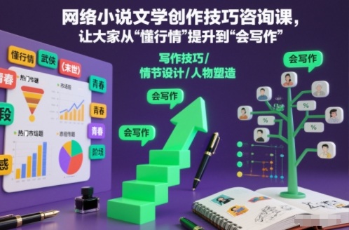 网络小说文学创作技巧咨询课，让大家从“懂行情”提升到”会写作”的高度-赚钱驿站