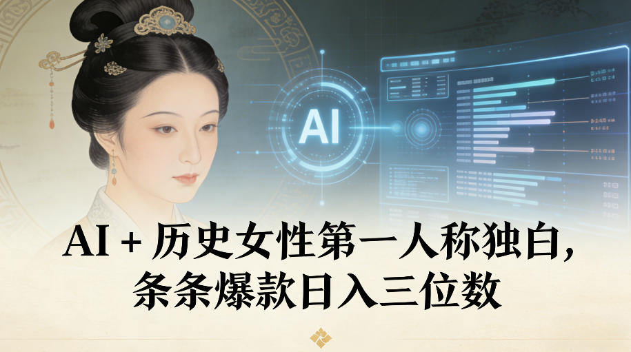 AI+历史女性第一人称独白,条条爆款日入三位数