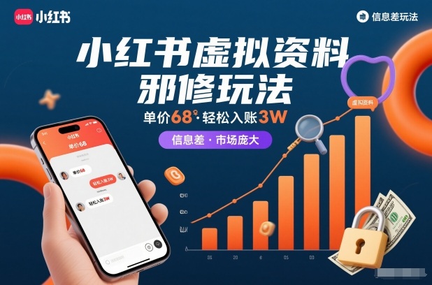 小红书虚拟资料邪修玩法，单价68，轻松入账3W，信息差玩法，市场庞大-赚钱驿站