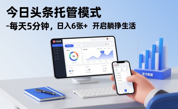 今日头条托管模式，每天5分钟，日入6张+，开启躺挣生活【揭秘】-赚钱驿站