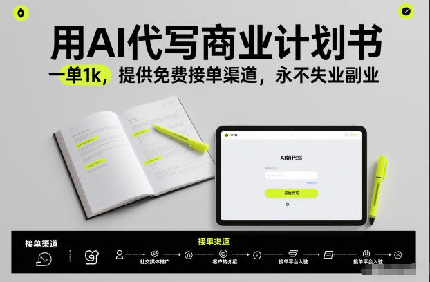 用AI代写商业计划书，一单1k，提供免费接单渠道，永不失业副业-赚钱驿站