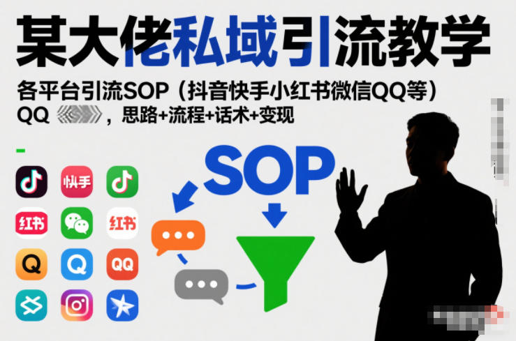 某大佬私域引流教学,各平台引流SOP(抖音快手小红书微信QQ等),思路+流程+话术+变现