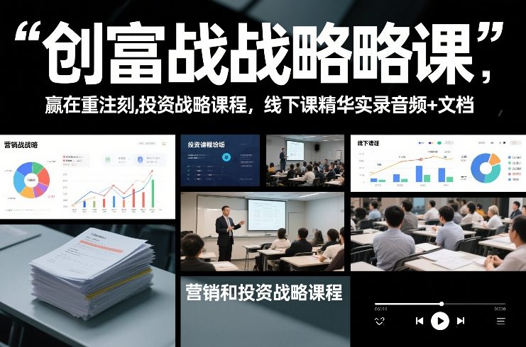 创富战略课，赢在重注时刻，营销和投资战略课程，线下课精华实录音频+文档-赚钱驿站