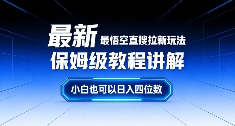 最新最悟空直搜拉新玩法保姆级教程讲解，小白也可以日入四位数-赚钱驿站