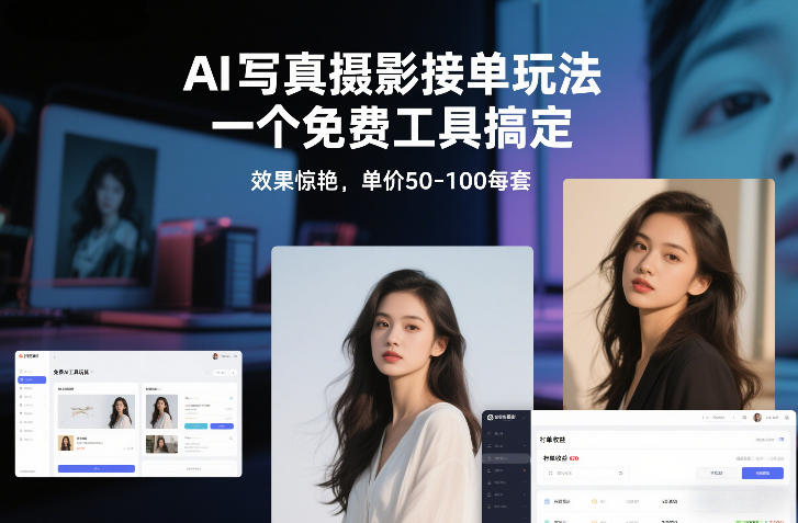 AI写真摄影接单玩法，一个免费工具搞定，效果惊艳，单价50-100每套-赚钱驿站