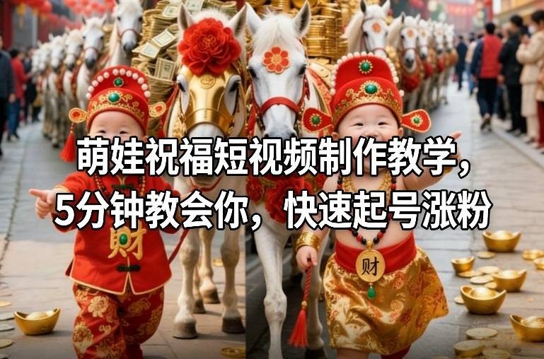 萌娃祝福短视频制作教学，5分钟教会你，快速起号涨粉-赚钱驿站