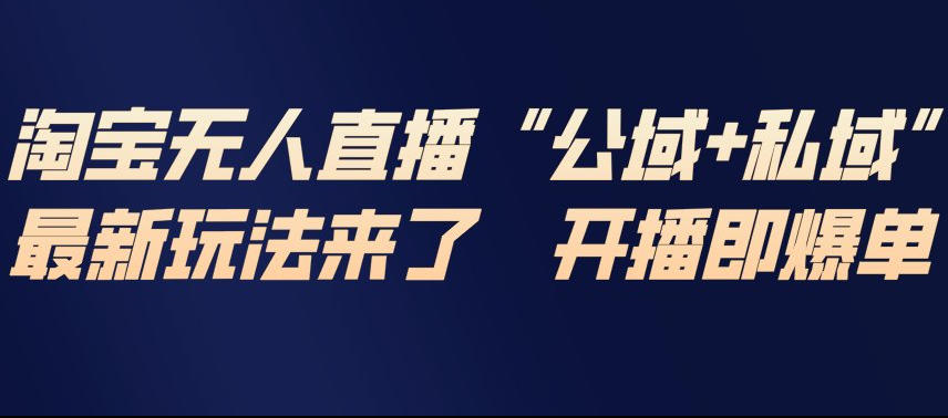 淘宝无人直播完整教程，公试+私域，最新玩法来了，开播即爆单-赚钱驿站