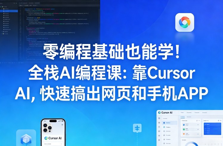 零编程基础也能学！全栈AI编程课：靠Cursor AI，快速搞出网页和手机APP-赚钱驿站