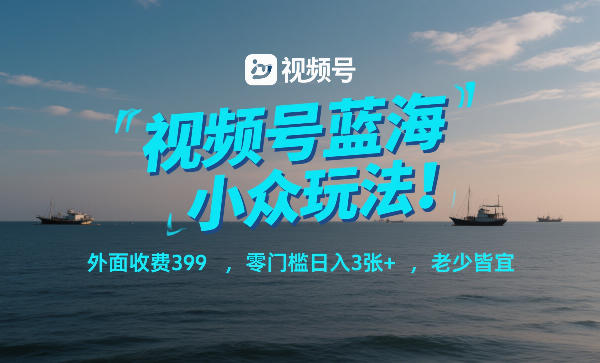 视频号蓝海小众玩法！外面收费399，零门槛日入3张+，老少皆宜-赚钱驿站