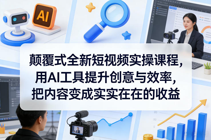 颠覆式全新短视频实操课程，用AI工具提升创意与效率，把内容变成实实在在的收益-赚钱驿站