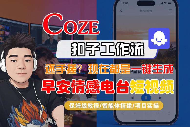 【Coze工作流搭建实操教程】【coze】早安情感电台日签视频还在手动做？用扣子工作流自动生成，省时90%-赚钱驿站