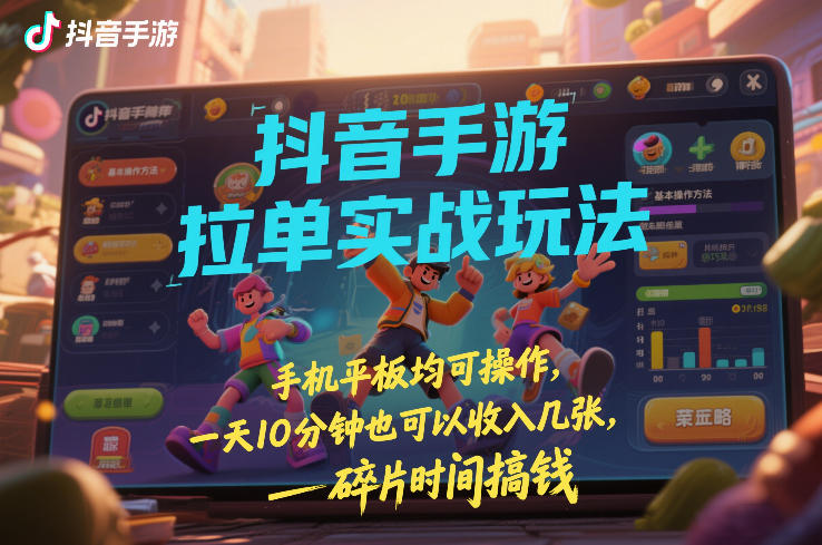 抖音手游拉单实战玩法，手机平板均可操作，一天10分钟也可以收入几张，碎片时间搞钱【揭秘】-赚钱驿站