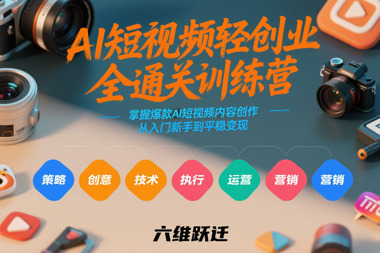 AI短视频轻创业全通关训练营，掌握爆款AI短视频内容创作，从入门新手到平稳变现的六维跃迁-赚钱驿站