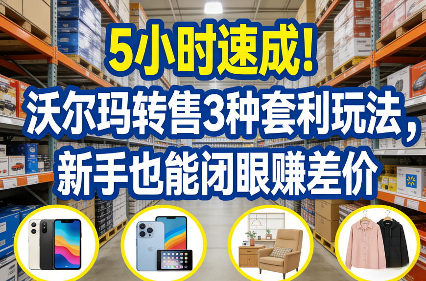 5小时速成！沃尔玛转售3种套利玩法，新手也能闭眼賺差价-赚钱驿站