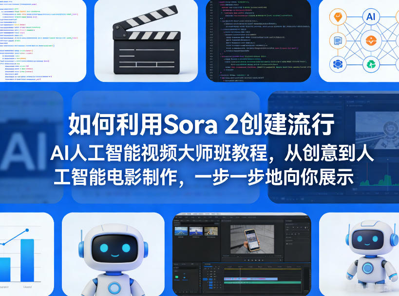 如何利用Sora 2创建流行AI人工智能视频大师班教程，从创意到人工智能电影制作，一步一步地向你展示-赚钱驿站