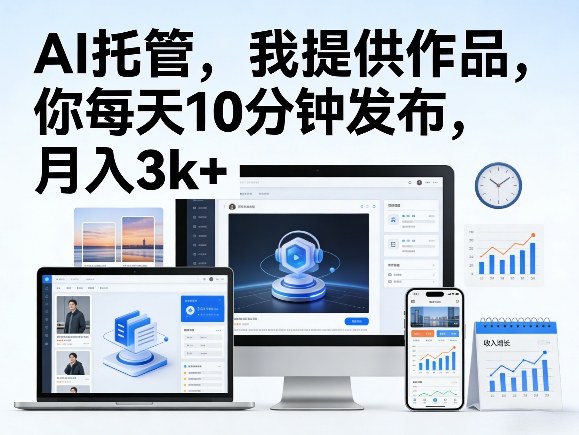 公众号AI托管，我提供作品，你每天10分钟发布，月入3k+【揭秘】-赚钱驿站