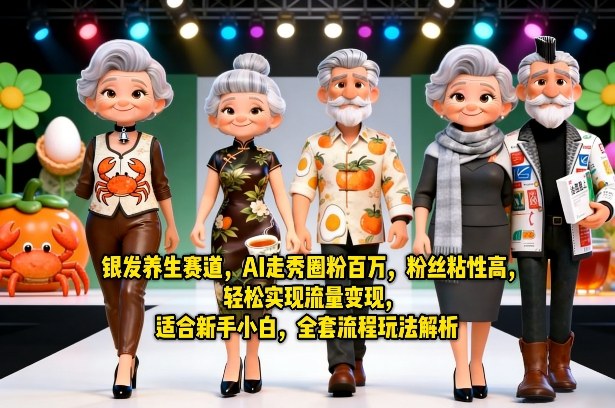 银发养生赛道，AI走秀圈粉百万，粉丝粘性高，轻松实现流量变现，适合新手小白，全套流程玩法解析-赚钱驿站
