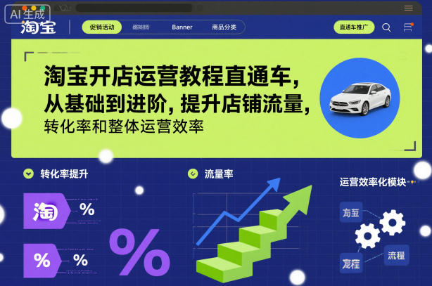 淘宝开店运营教程直通车，从基础到进阶，提升店铺流量，转化率和整体运营效率（更新26年3月）-赚钱驿站