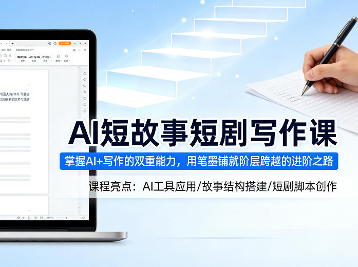 AI短故事短剧写作课，掌握AI+写作的双重能力，用笔墨铺就阶层跨越的进阶之路-赚钱驿站