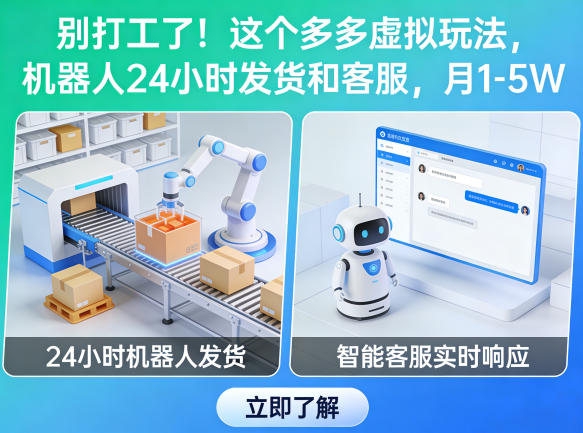 别打工了！这个多多虚拟玩法，机器人24小时发货和客服，月1-5W【揭秘】-赚钱驿站