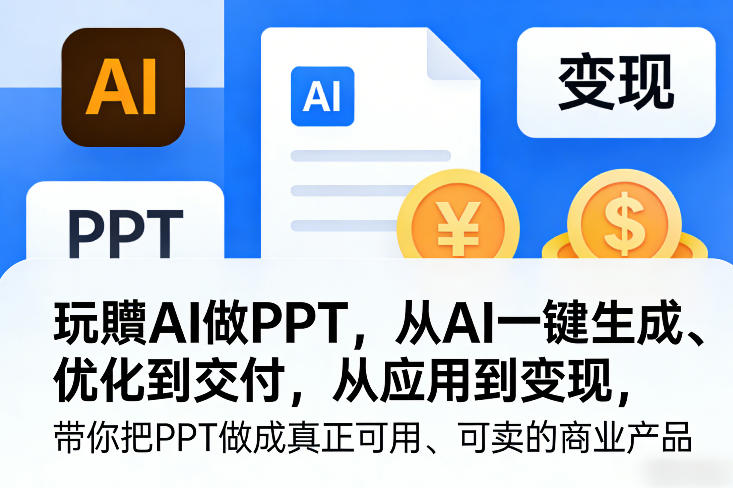 玩賺AI做PPT，从AI一键生成、优化到交付，从应用到变现，带你把PPT做成真正可用、可卖的商业产品（更新0401）-赚钱驿站