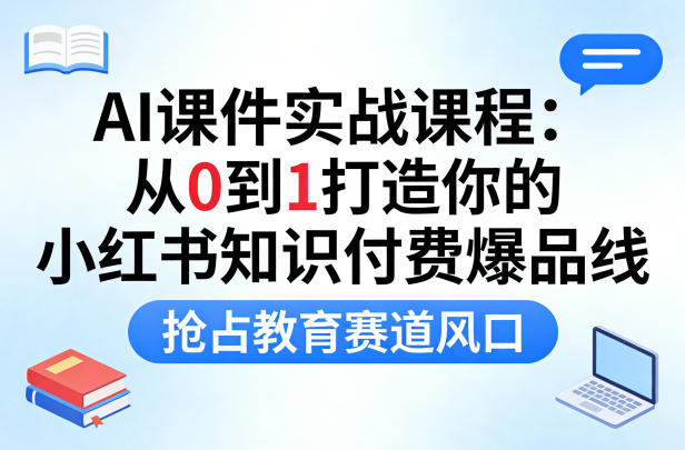 AI课件实战课程，从0到1打造你的小红书知识付费爆品线，抢占教育赛道风口-赚钱驿站