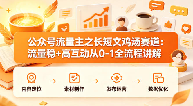 公众号流量主之长短文鸡汤赛道，流量稳+高互动，从0-1全流程讲解-赚钱驿站