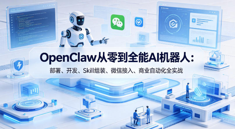 OpenClaw从零到全能AI机器人：部署、开发、Skill组装、微信接入、商业自动化全实战-赚钱驿站