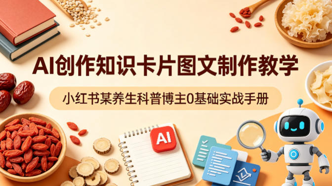 AI创作知识卡片图文制作教学，小红书某养生科普博主0基础实战手册-赚钱驿站