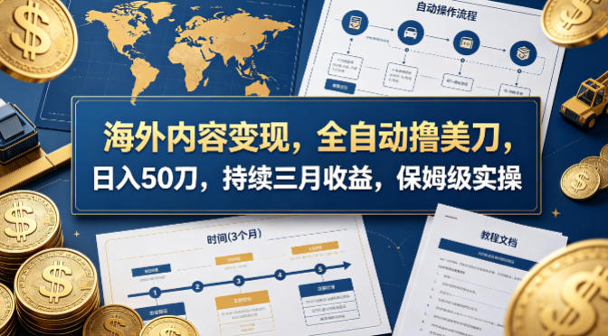海外内容变现，全自动撸美刀，日入50刀，持续三月收益，保姆级实操【揭秘】-赚钱驿站