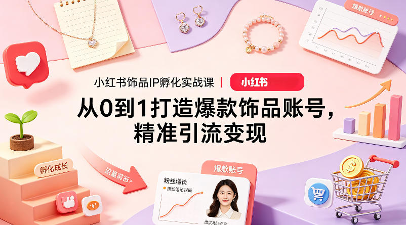 小红书饰品IP孵化实战课｜从0到1打造爆款饰品账号，精准引流变现-赚钱驿站