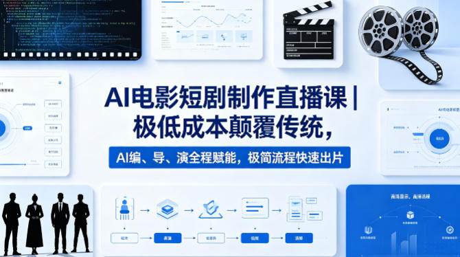AI电影短剧制作直播课｜极低成本颠覆传统，AI编、导、演全程赋能，极简流程快速出片-赚钱驿站