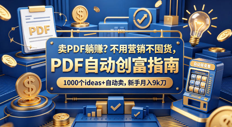 卖PDF躺賺？不用营销不囤货，PDF自动创富指南，1000个ideas+自动卖，新手月入9k刀【原创双语字幕】-赚钱驿站