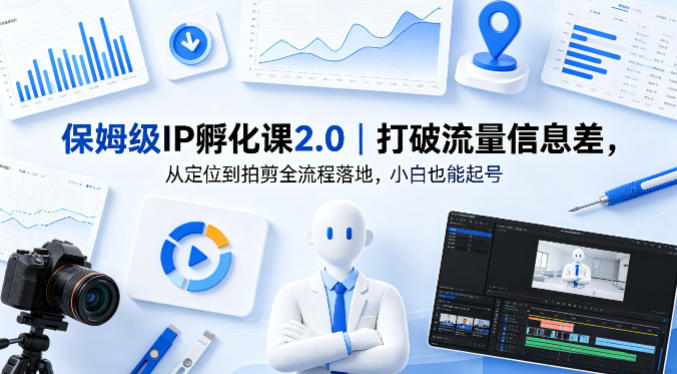 保姆级IP孵化课2.0｜打破流量信息差，从定位到拍剪全流程落地，小白也能起号-赚钱驿站