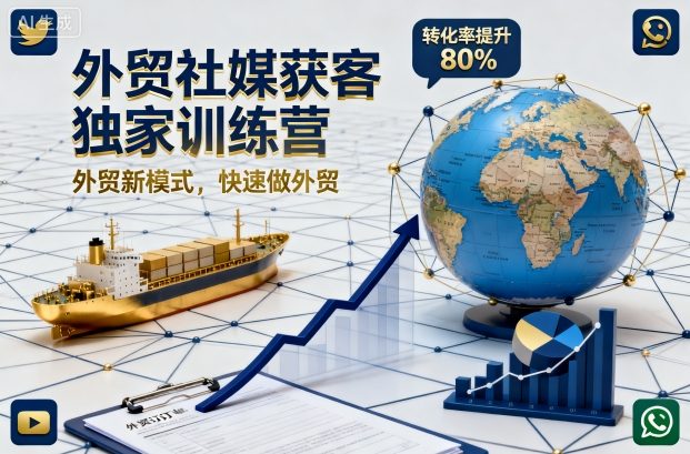 外贸社媒获客独家训练营，外贸新模式，快速做外贸（更新26年3月）-赚钱驿站