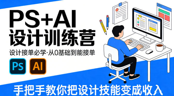 设计接单必学，PS+AI设计训练营，从0基础到能接单，手把手教你把设计技能变成收入-赚钱驿站