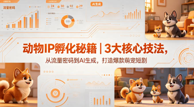 动物IP孵化秘籍｜3大核心技法，从流量密码到AI生成，打造爆款萌宠短剧-赚钱驿站