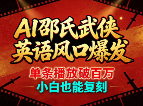 AI邵氏武侠英语风口爆发，单条播放破百万，小白也能复刻-赚钱驿站