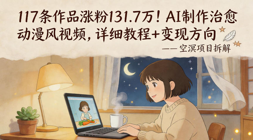 117条作品涨粉131.7W！AI制作治愈动漫风视频，详细教程+变现方向-赚钱驿站