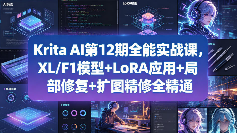 Krita AI第12期全能实战课，XL/F1模型+LoRA应用+局部修复+扩图精修全精通-赚钱驿站