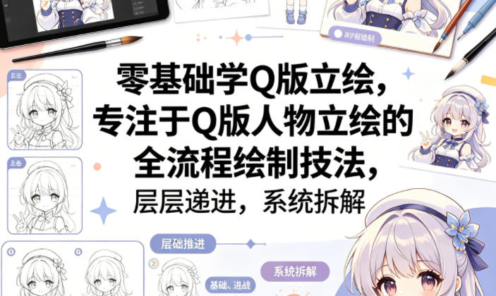 零基础学Q版立绘，专注于Q版人物立绘的全流程绘制技法，层层递进，系统拆解-赚钱驿站