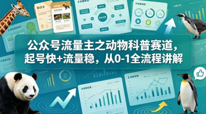 公众号流量主之动物科普赛道，起号快+流量稳，从0-1全流程讲解-赚钱驿站