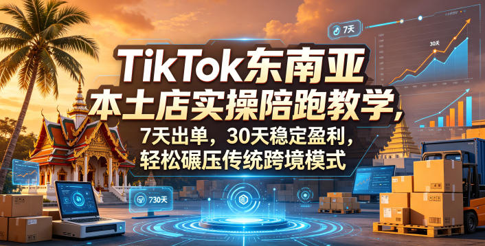 TikTok东南亚本土店实操陪跑教学，7天出单，30天稳定盈利，轻松碾压传统跨境模式-赚钱驿站