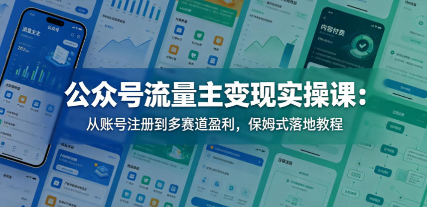 公众号流量主变现实操课：从账号注册到多赛道盈利，保姆式落地教程-赚钱驿站